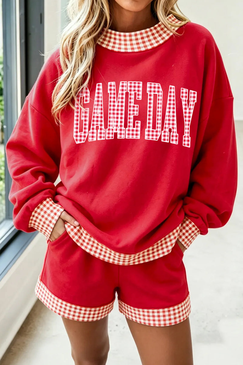 Game Day Gingham Trim Top & Shorts Set