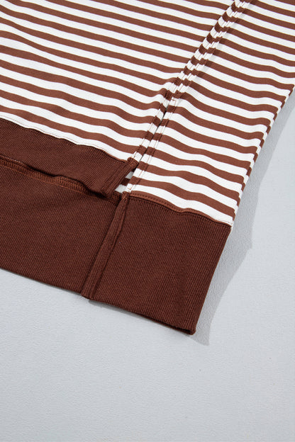 Stripe Raw Seam Pullover Sweatshirt