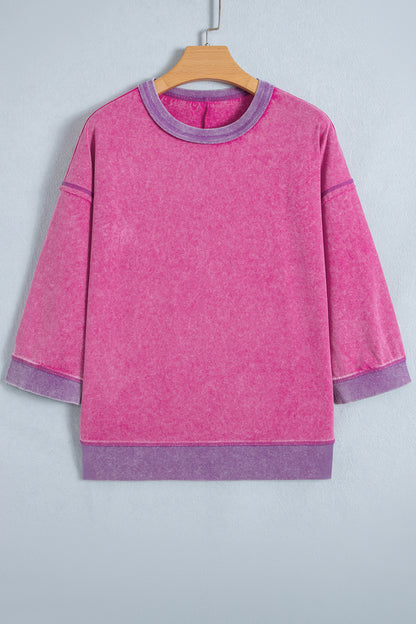 Strawberry Mineral Wash Contrast Top