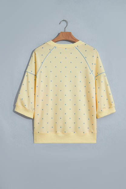 Polka Dot Piped Relaxed Top