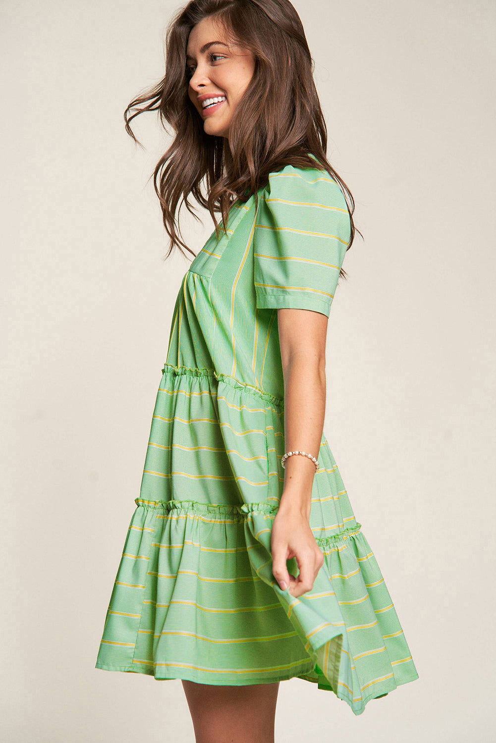 Sunlit Striped Frill Detail Dress
