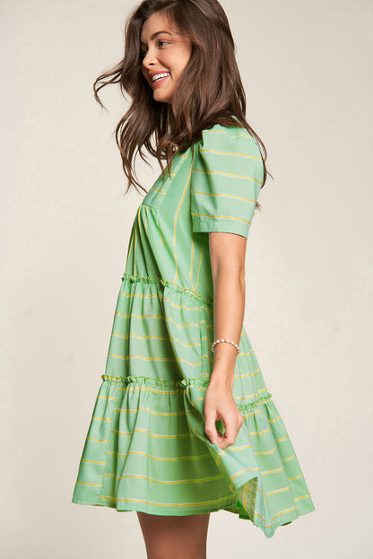 Sunlit Striped Frill Detail Dress