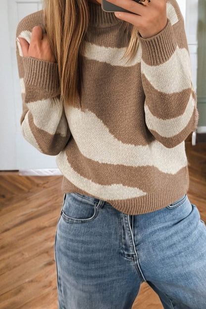 Cedar Abstract Ribbed Drop Shoulder Sweater
