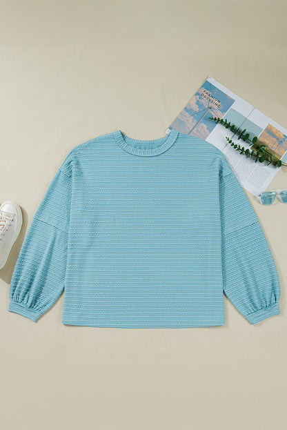 Light Blue Textured Knit Top