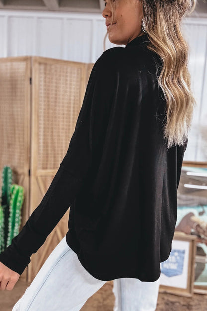 Red Sandalwood High Neck Long Sleeve Top