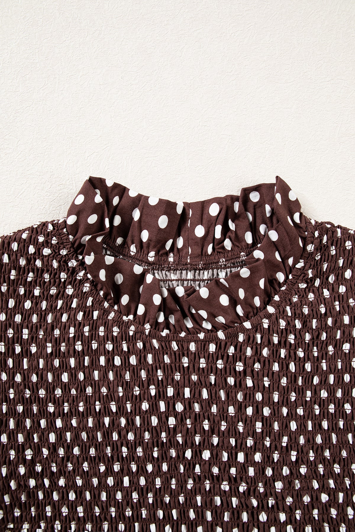 Polka Dot Ruffle-Neck Blouse