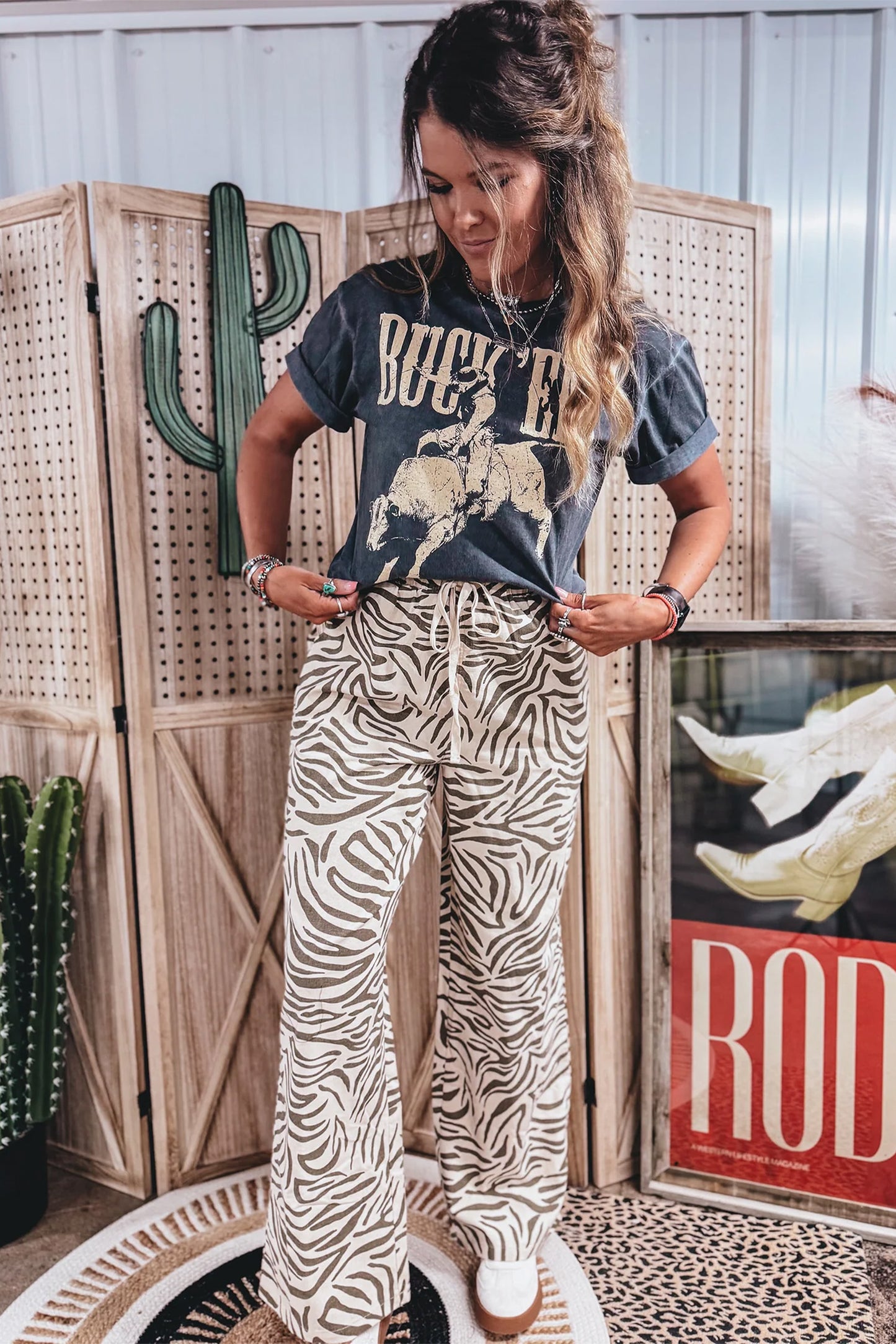 Desert Western Zebra Print Pants