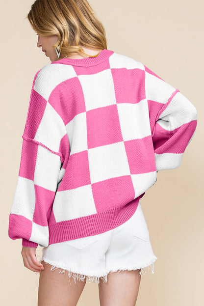 Cedar Checkered Bishop Sleeve Sweater