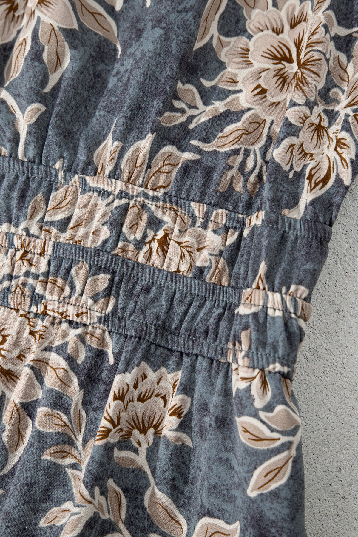 Sky Blue Floral Smocked Maxi Dress