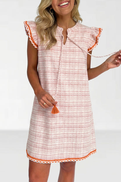 Summer Lace Jacquard Tassel Tie Dress