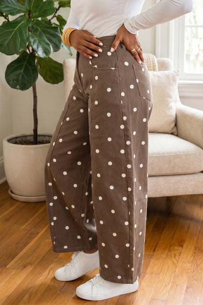 Peach Stand Polka Dot Barrel Jeans