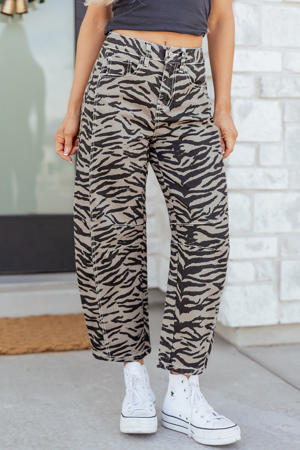 Smoke Zebra Barrel Jeans