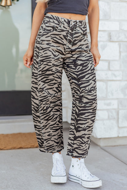 Smoke Zebra Barrel Jeans