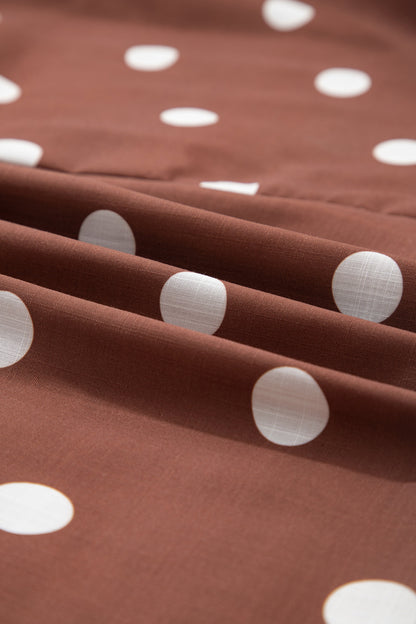 Brown Polka Dot Pocket Midi Dress