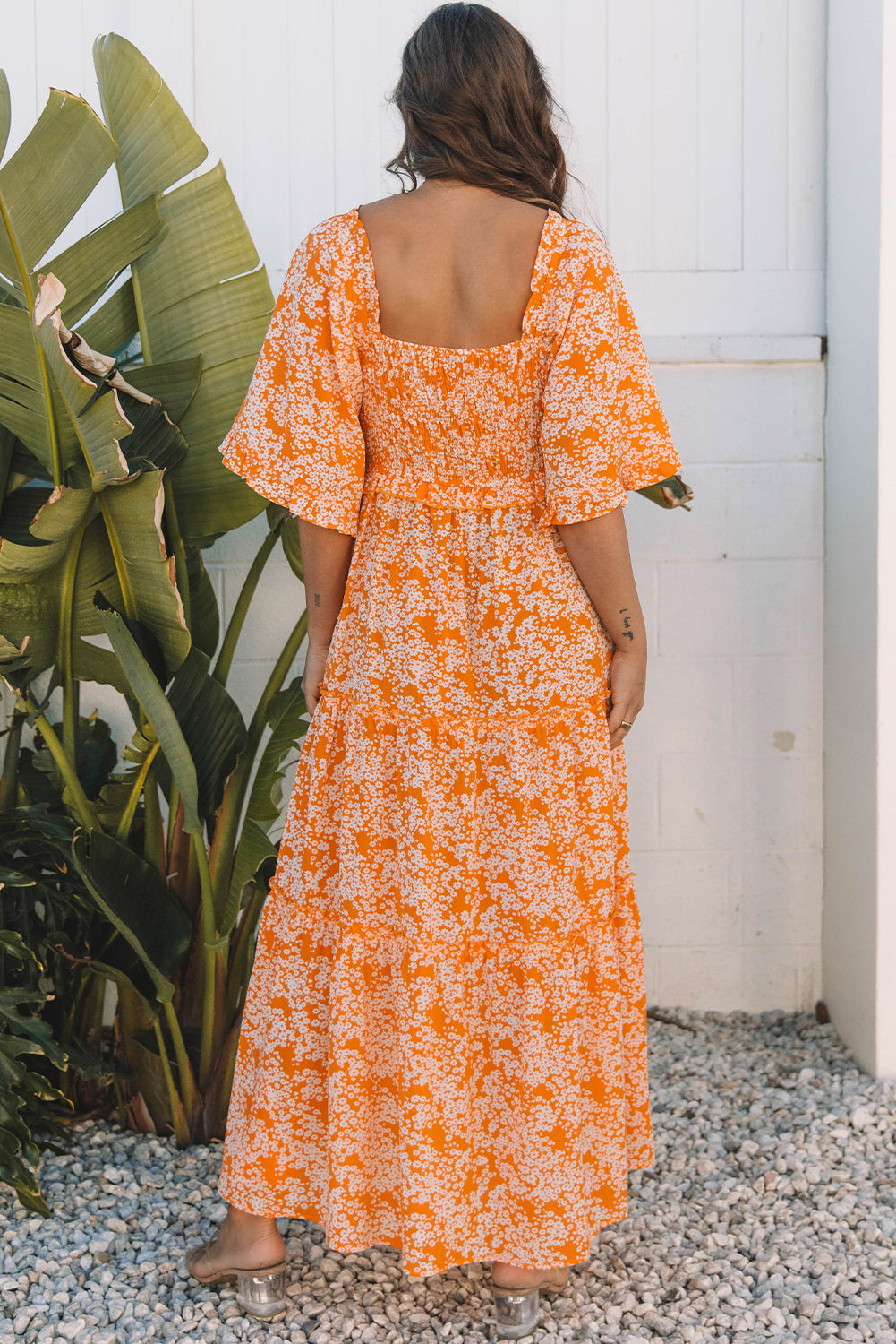 Sunset Floral Smocked Maxi Dress