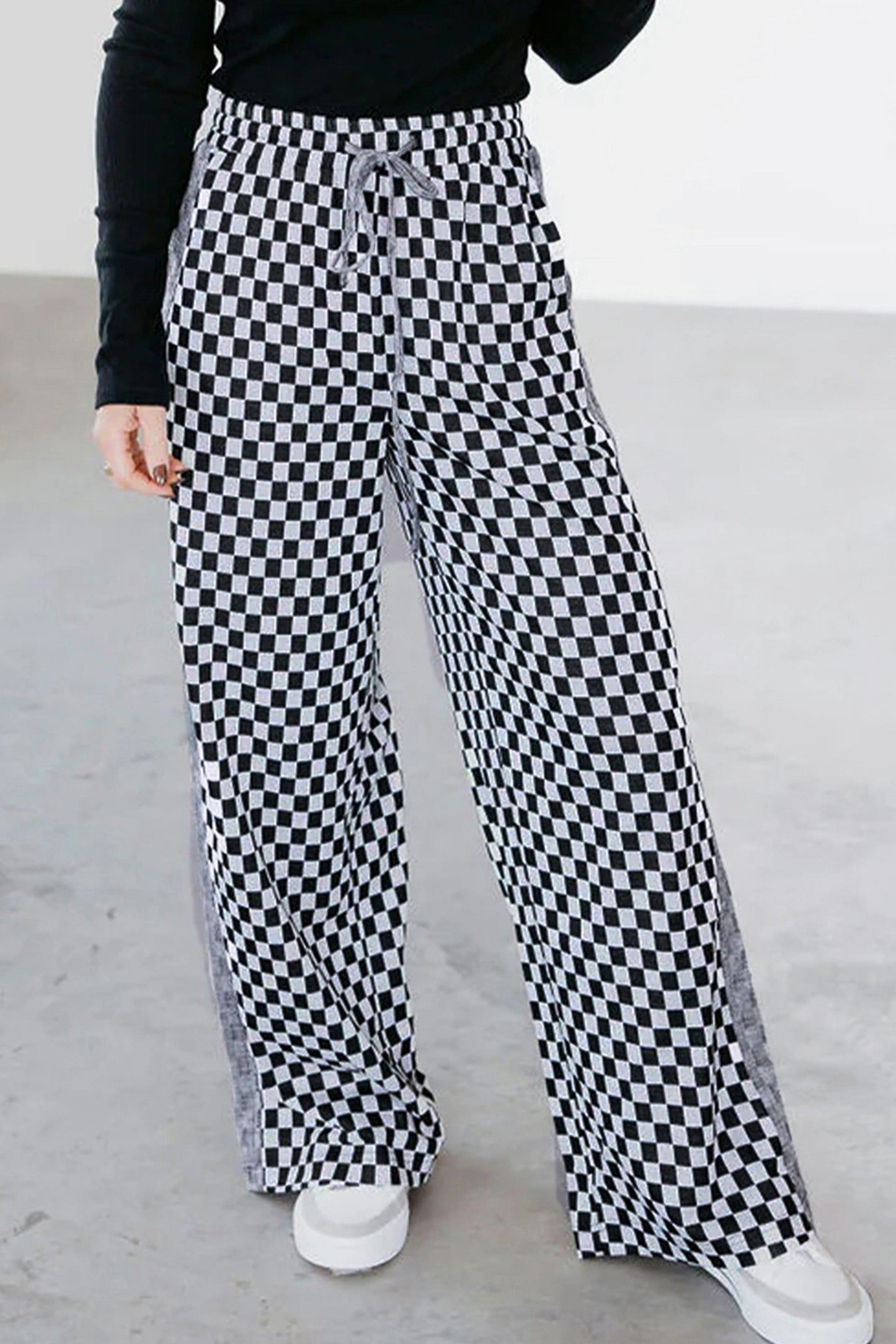 Retro Ride Checkerboard Wide Leg Pants