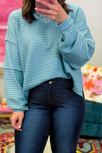 Light Blue Textured Knit Top
