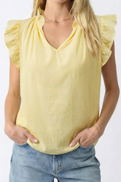 Ruffle-Trim Sleeveless V-Neck Top