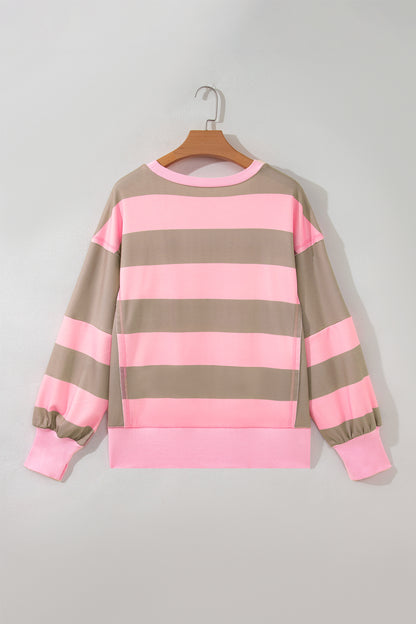 Striped Colorblock Pocket Sweatshirt