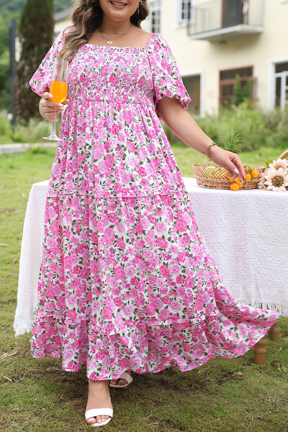 Magnolia Floral Plus Size Smocked Maxi Dress