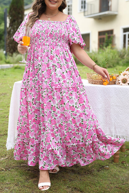 Magnolia Floral Plus Size Smocked Maxi Dress