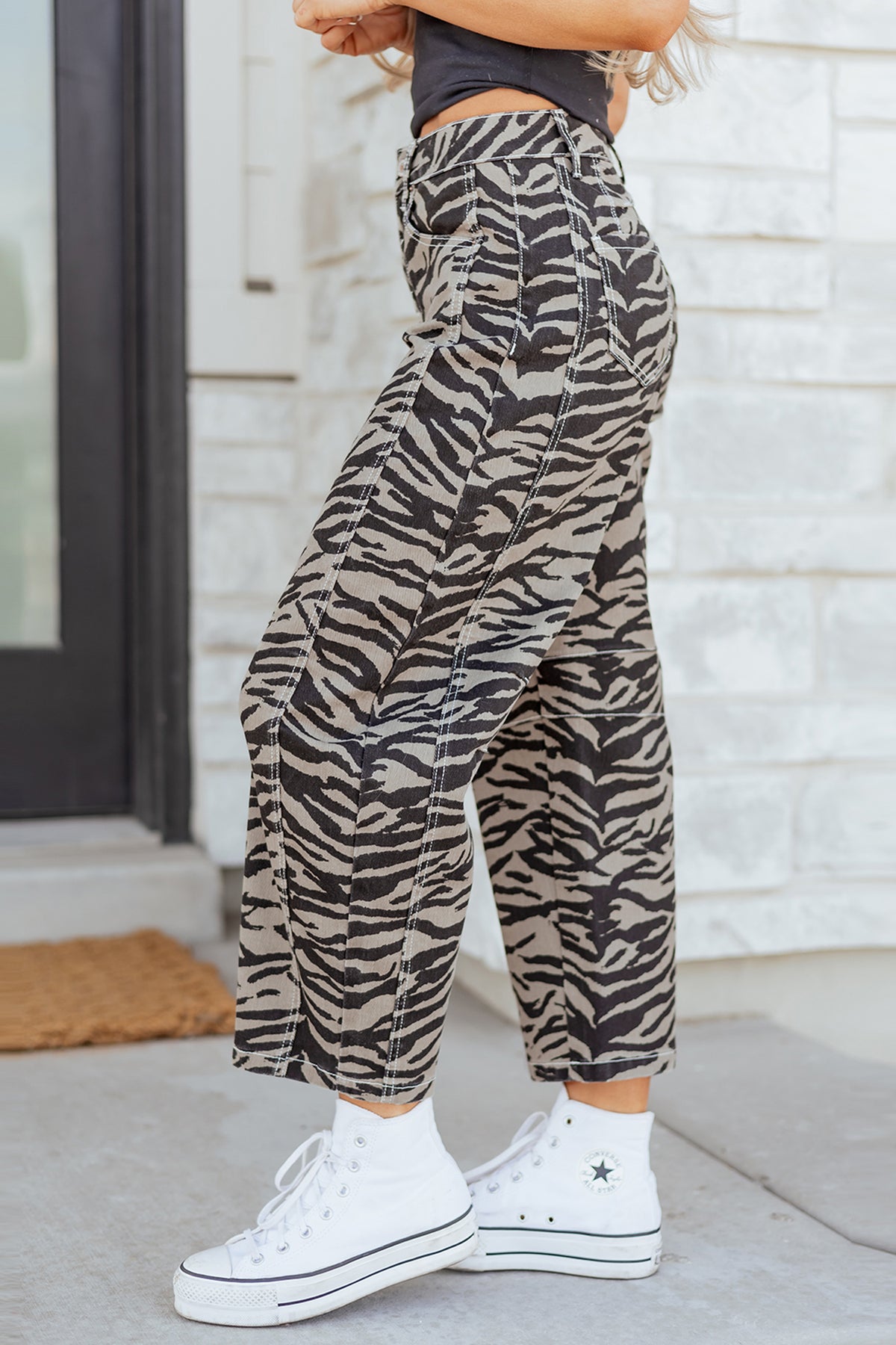 Smoke Zebra Barrel Jeans