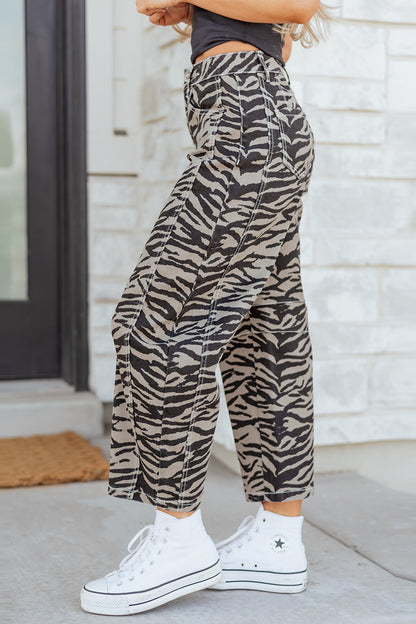 Smoke Zebra Barrel Jeans