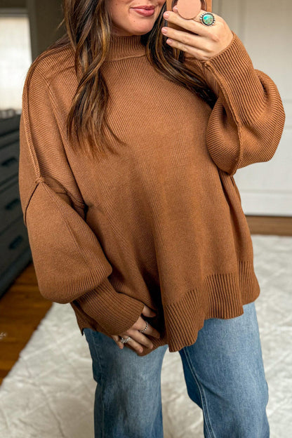 Chestnut Ribbed Tunic Sweater