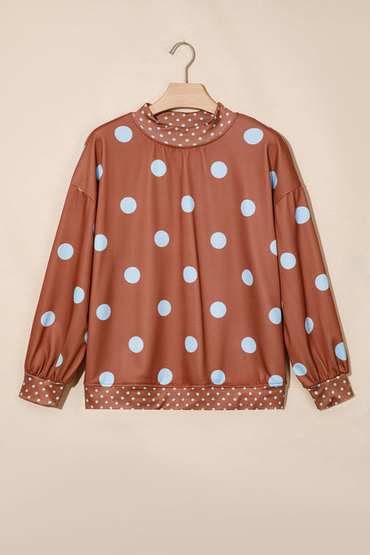 Polka Dot Contrast Tunic Sweatshirt