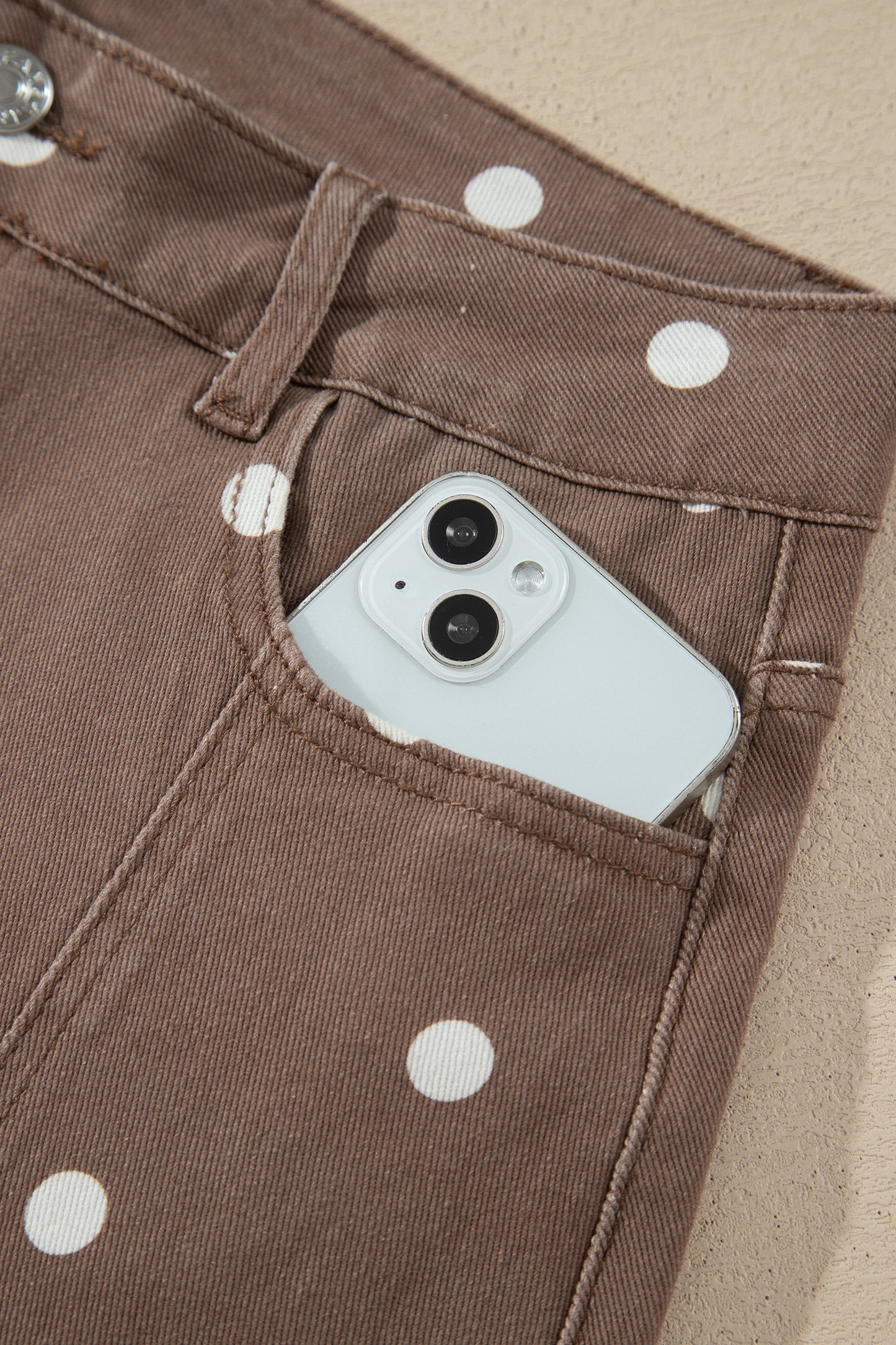 Peach Stand Polka Dot Barrel Jeans