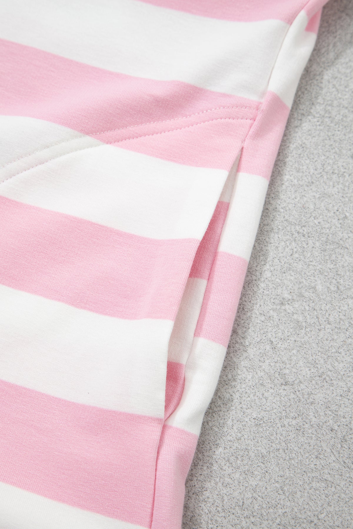 Pink Stripe Half-Zip Pants Set