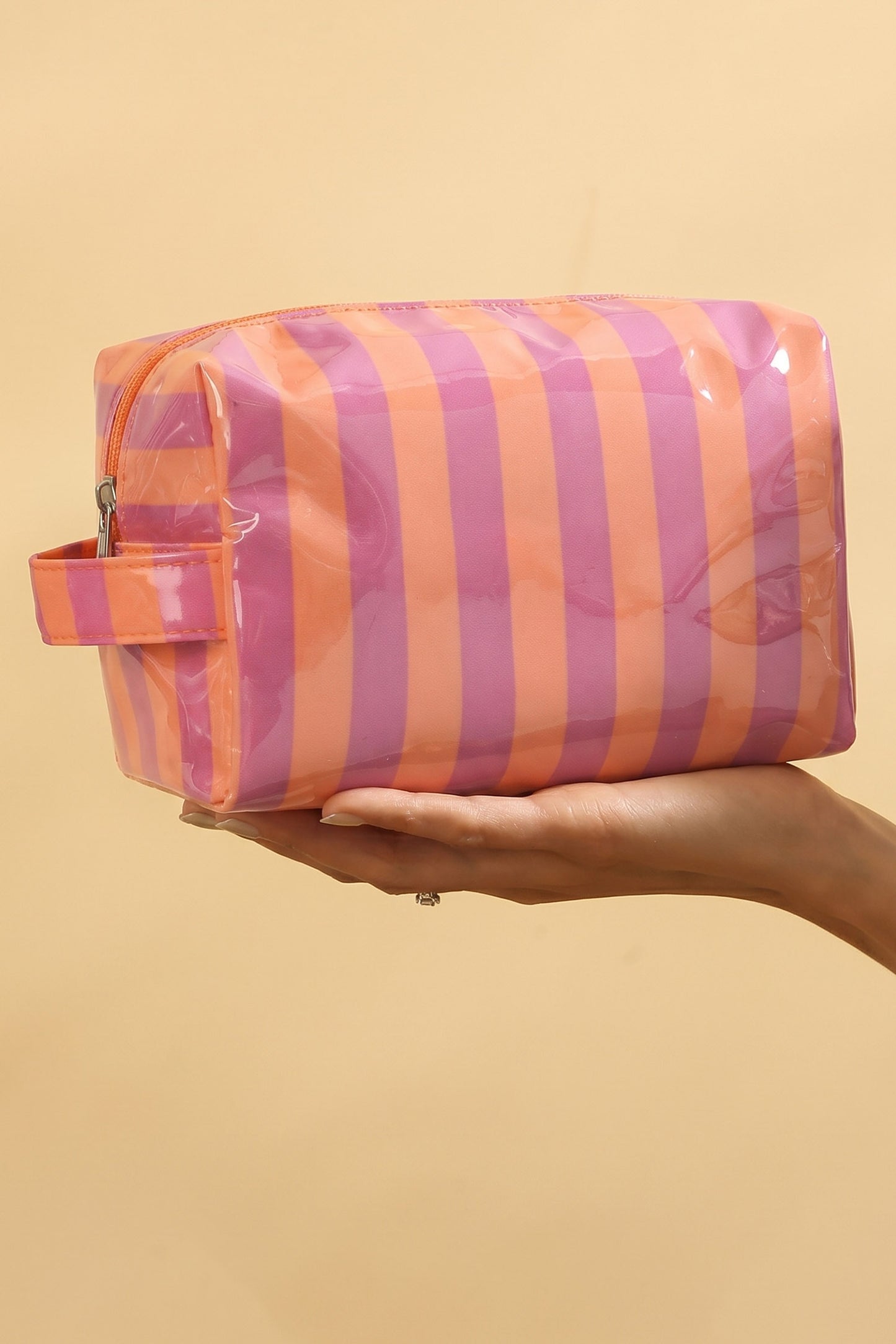 Sunlit Striped PVC Cosmetic Bag
