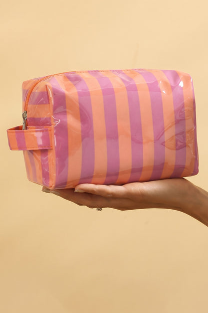 Sunlit Striped PVC Cosmetic Bag