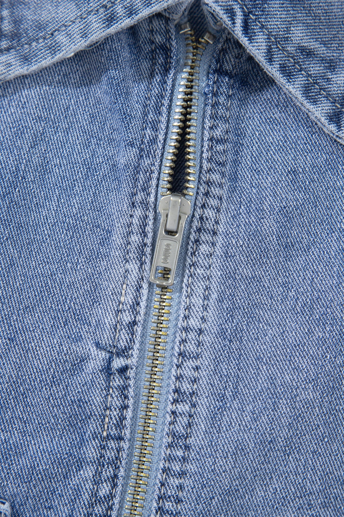 Beau Blue Studded Zip-Up Denim Jacket