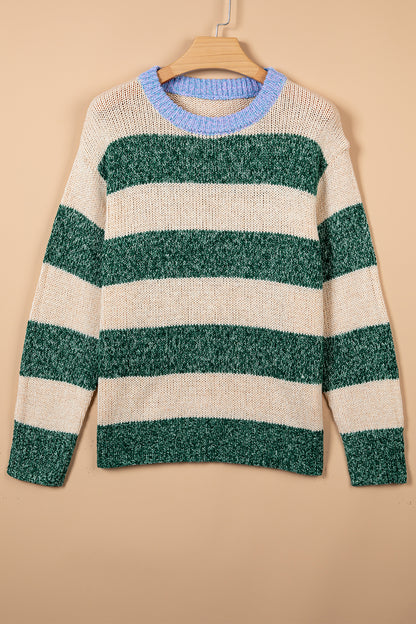 Cider Striped Drop Shoulder Sweater
