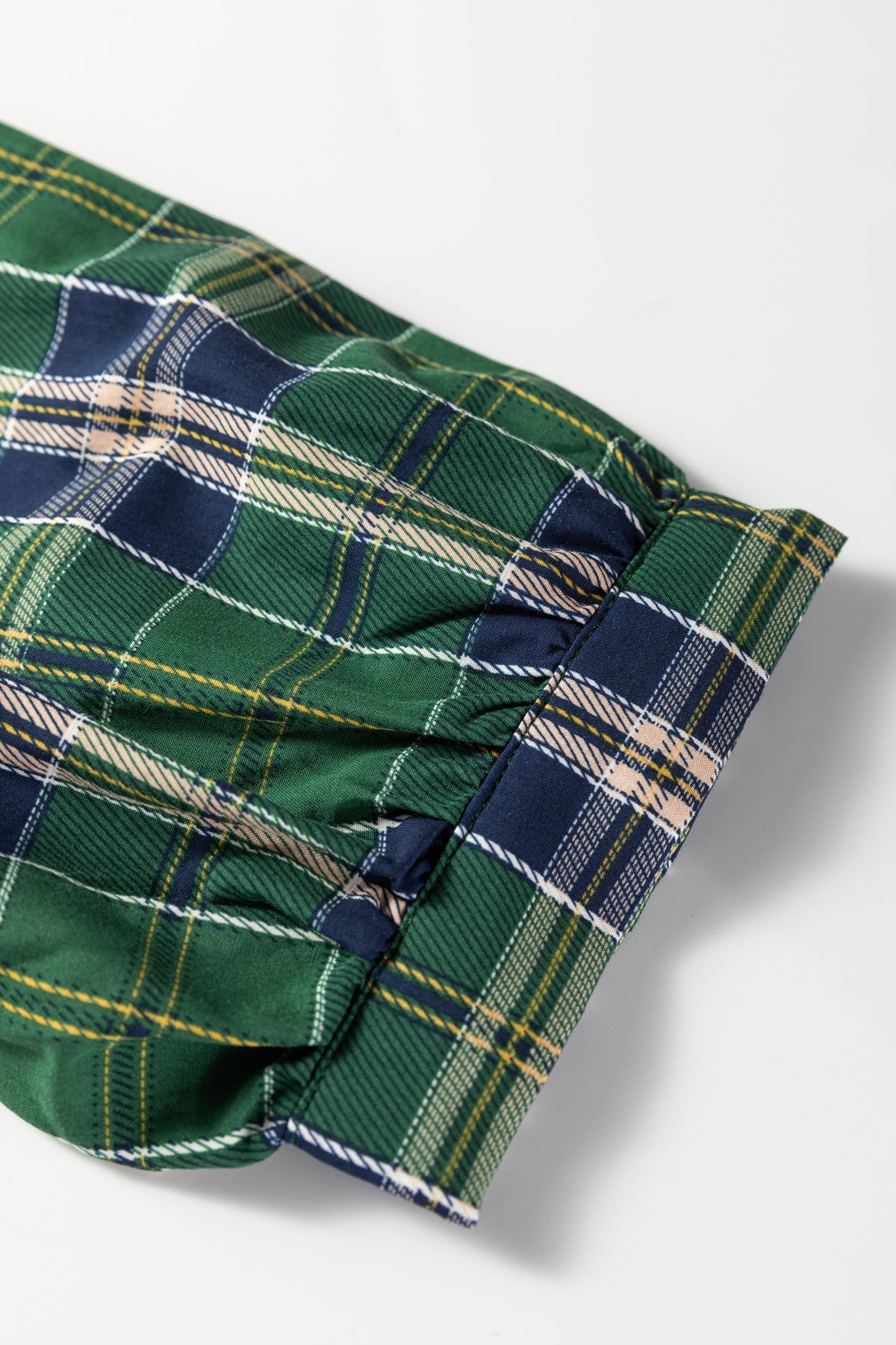 Green Plaid Notched-Neck Mini Dress
