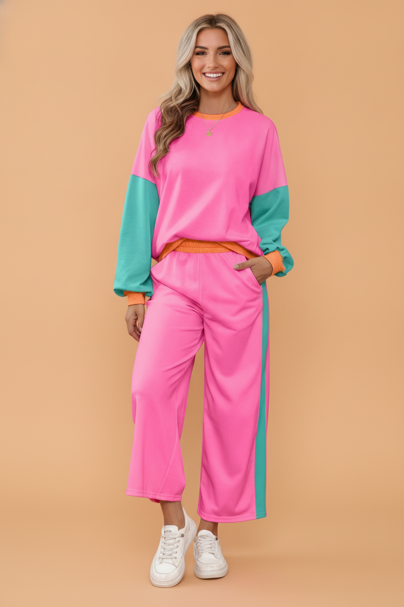 Weekend Colorblock Sweatshirt & Pants Set