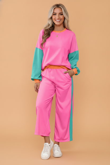 Weekend Colorblock Sweatshirt & Pants Set