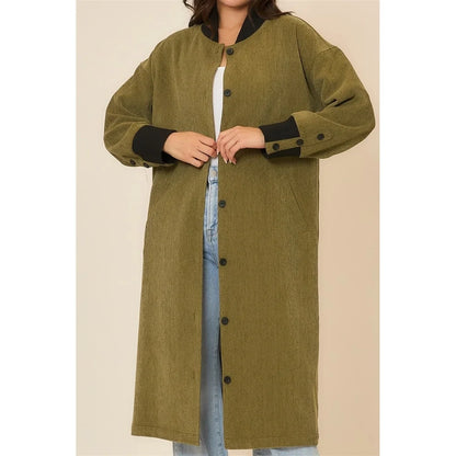 Corduroy Button Up Long Coat