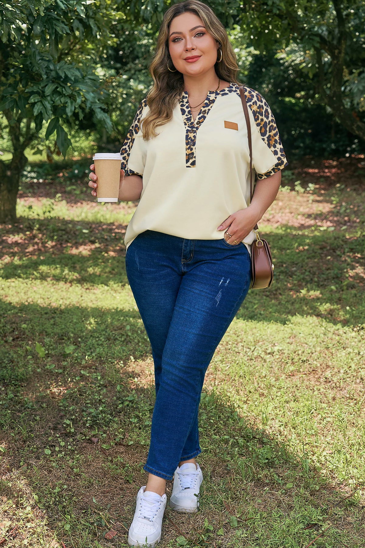 Beige Leopard Polo Tee