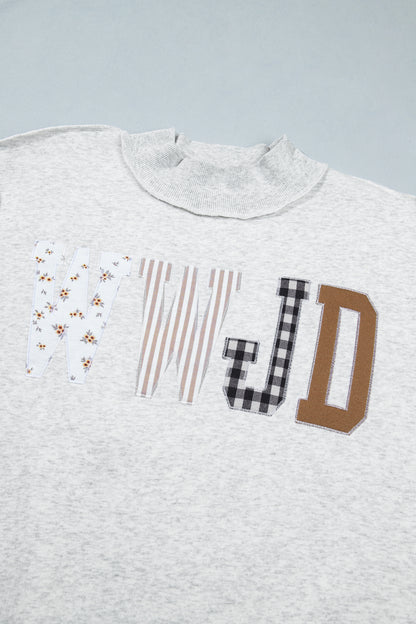 Sunday Grace "WWJD" Mock Neck Sweatshirt