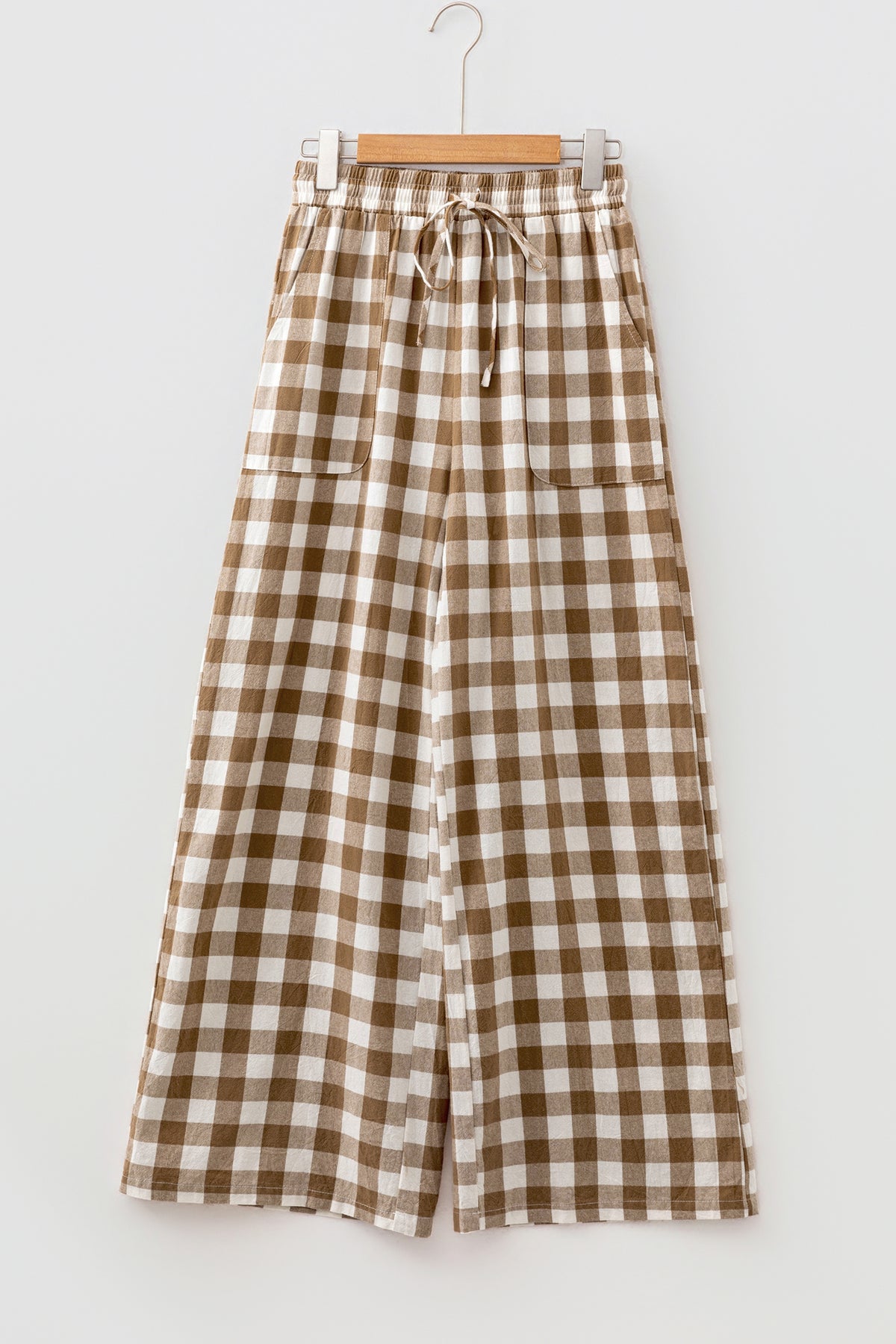 Gingham Plaid Tie-Waist Pants