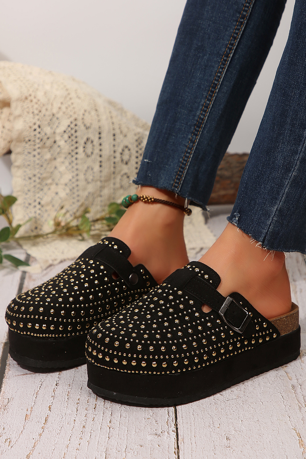 Canyon Rivet Buckle Platform Slippers