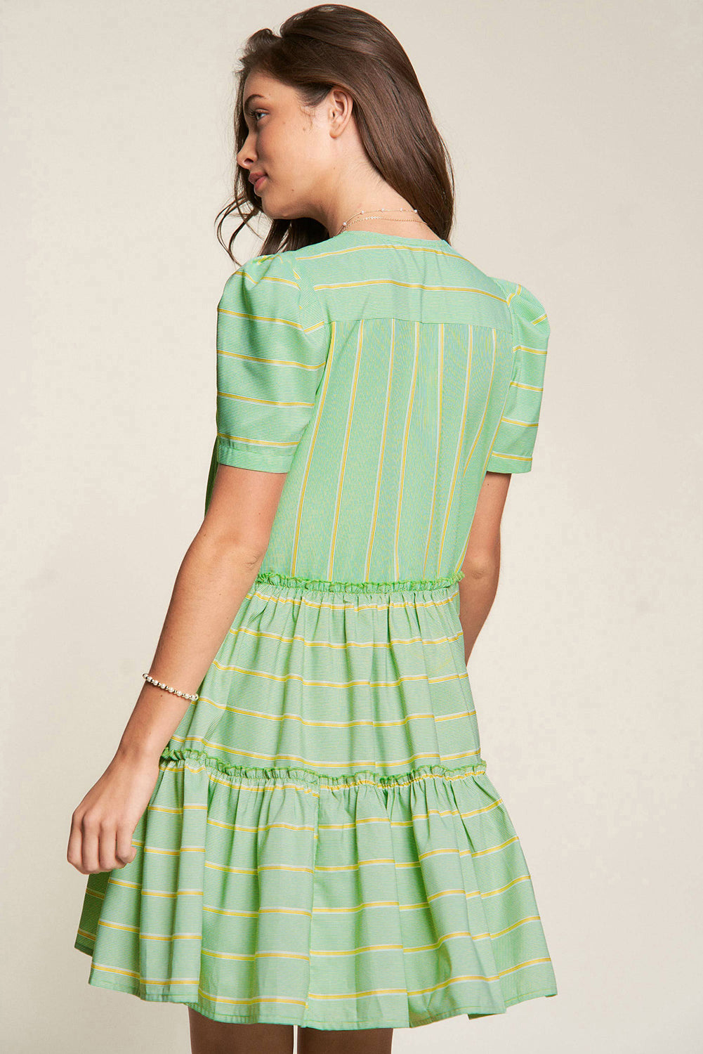 Sunlit Striped Frill Detail Dress