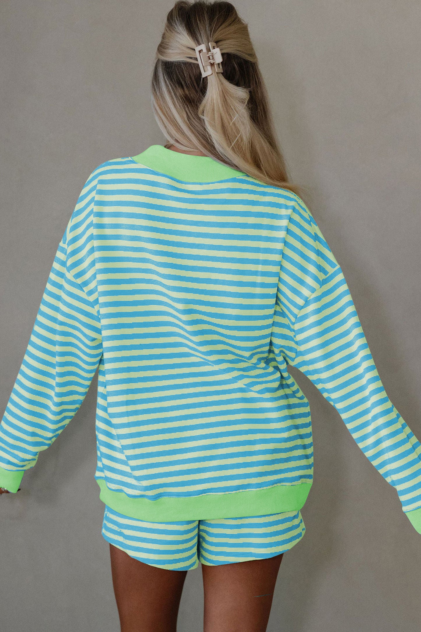 Field Day Striped Pullover Short Set