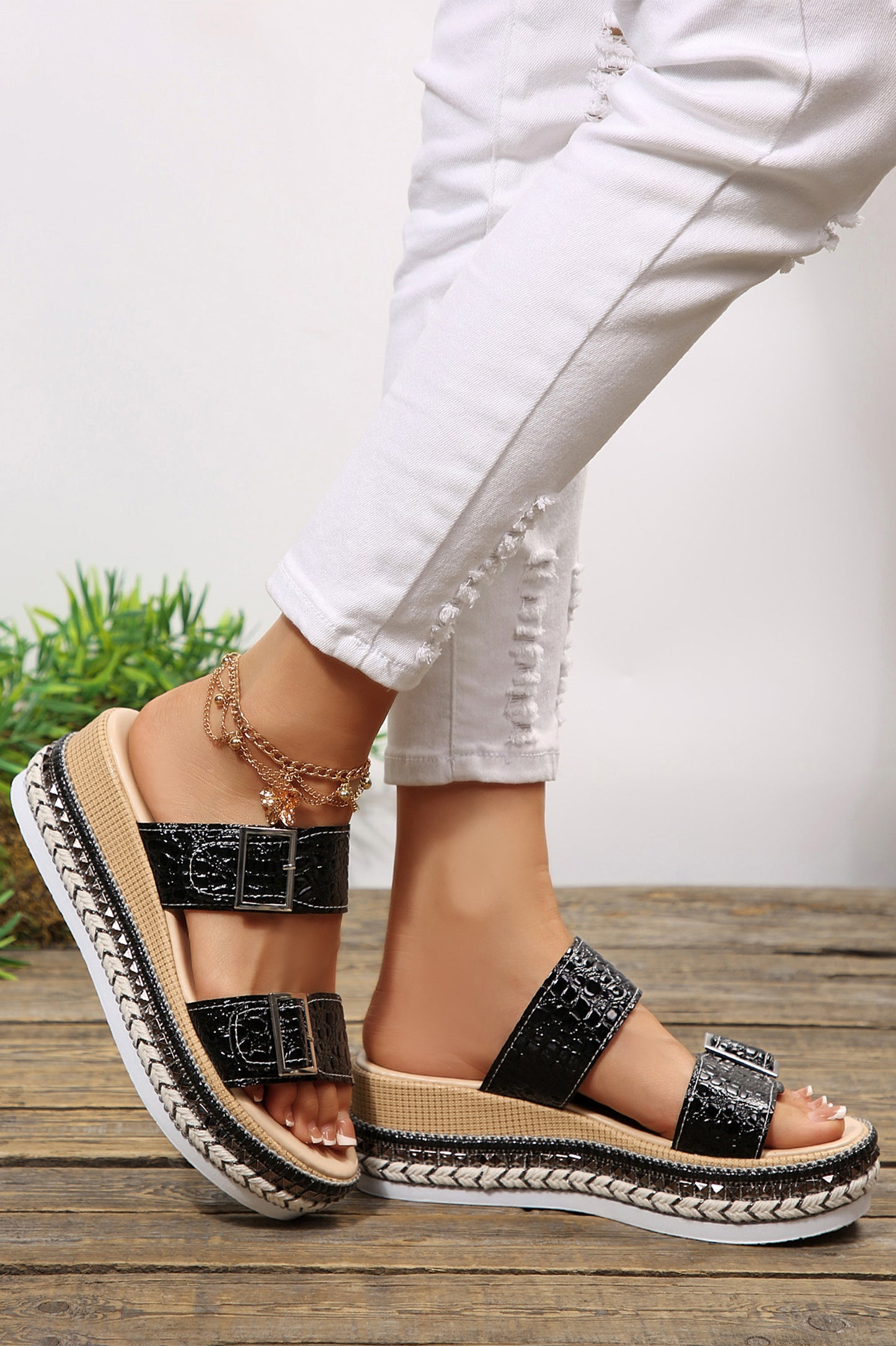 Golden Hour Metallic Wedge Slippers
