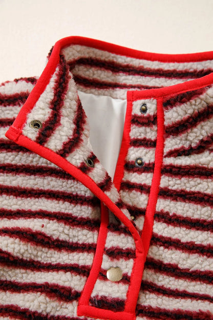 Berry Stripe Fleece Pullover — view 7