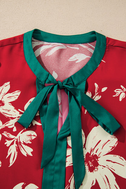 Magnolia Tied Neck Floral Blouse