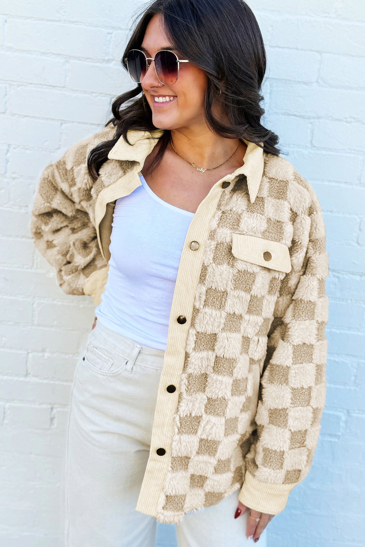 Plaid Sherpa Corduroy Shacket