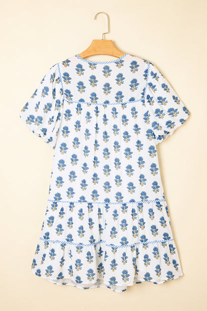 Sunday Picnic Floral Puff Sleeve Mini Dress